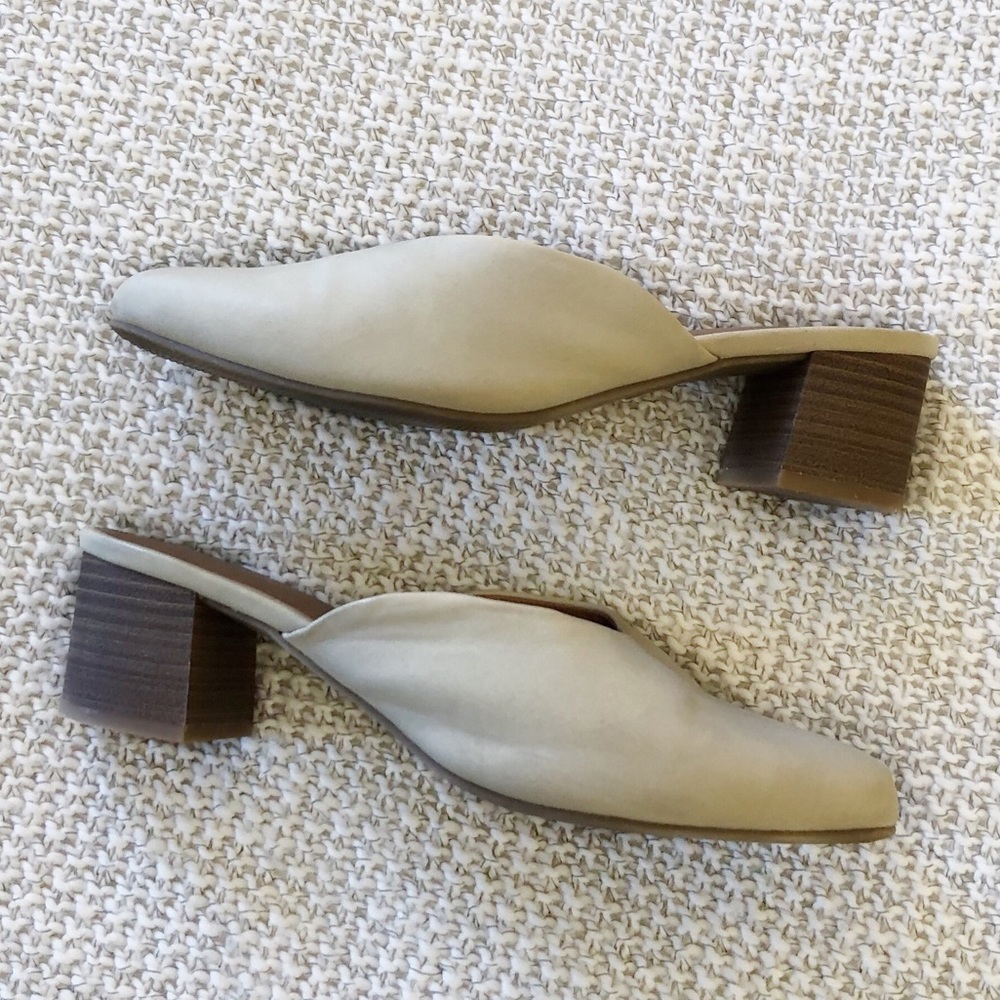 Cream Heeled Slip-ons